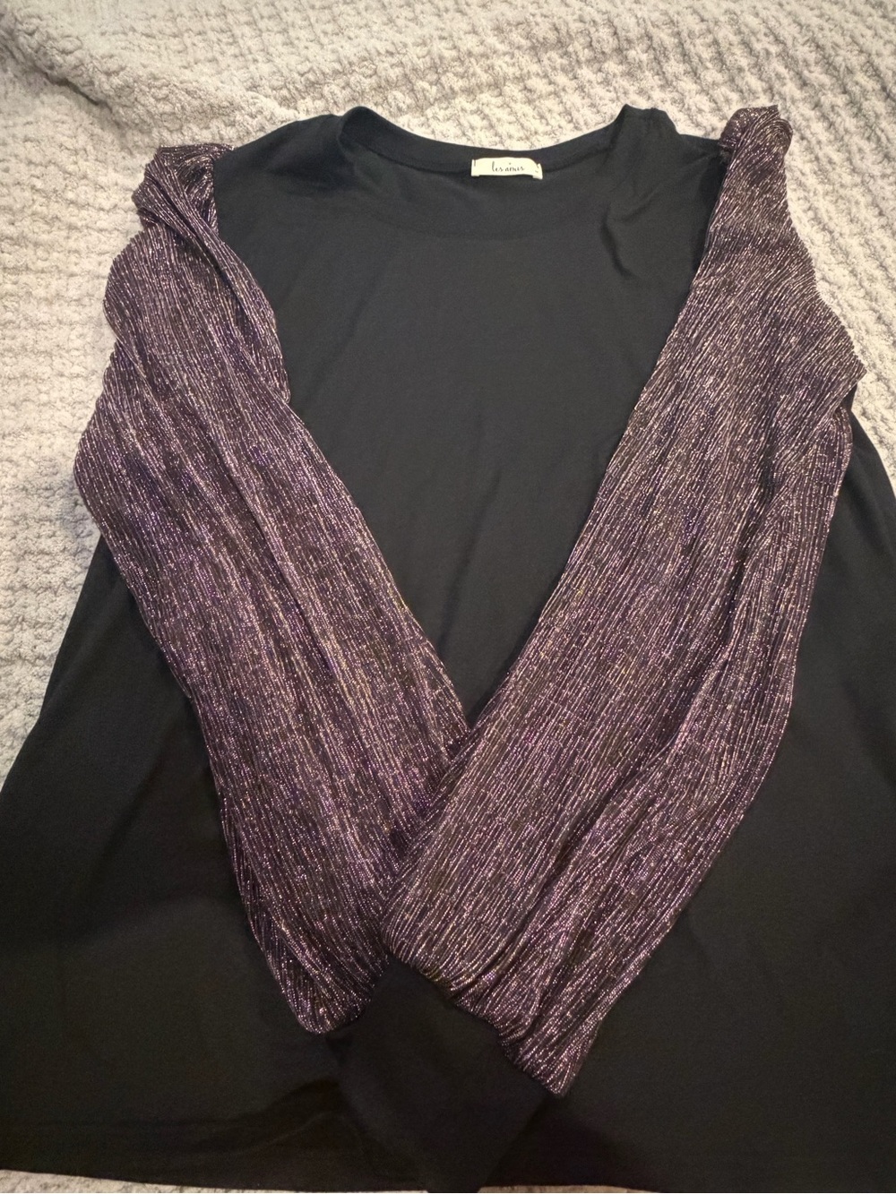 Rose Gold Metallic-Sleeve Women's Sweater